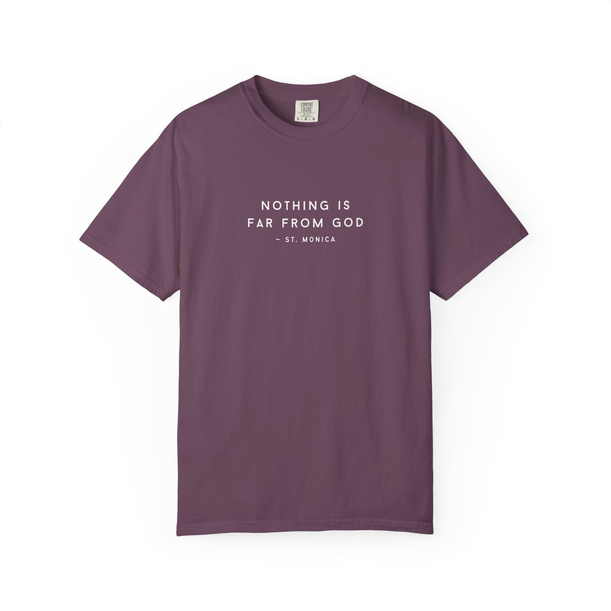 St. Monica "Nothing is Far from God" T-Shirt - Icon on Back