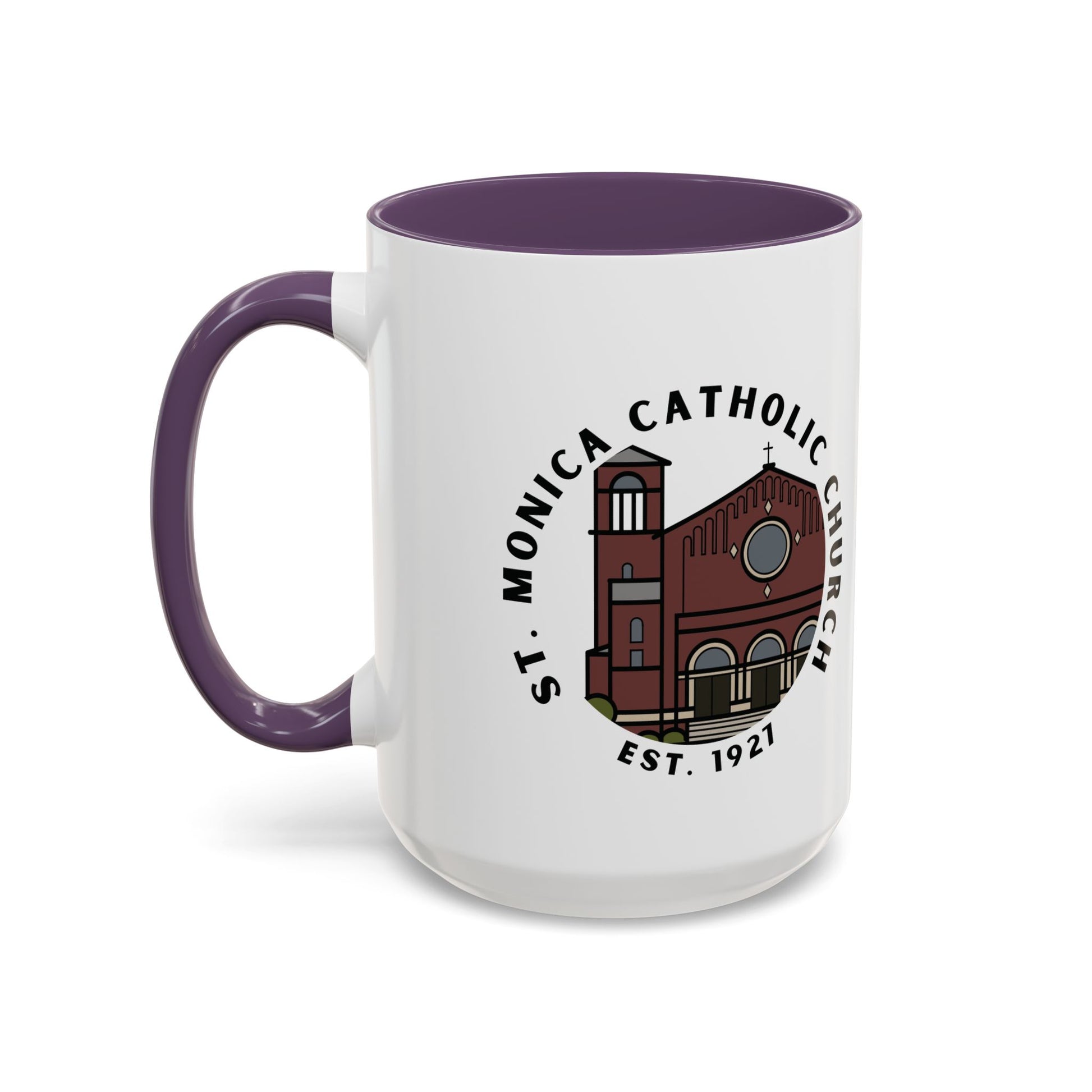 St. Monica Parish Icon Mug – “Nothing is Far from God” (15 oz, Purple Accent)
