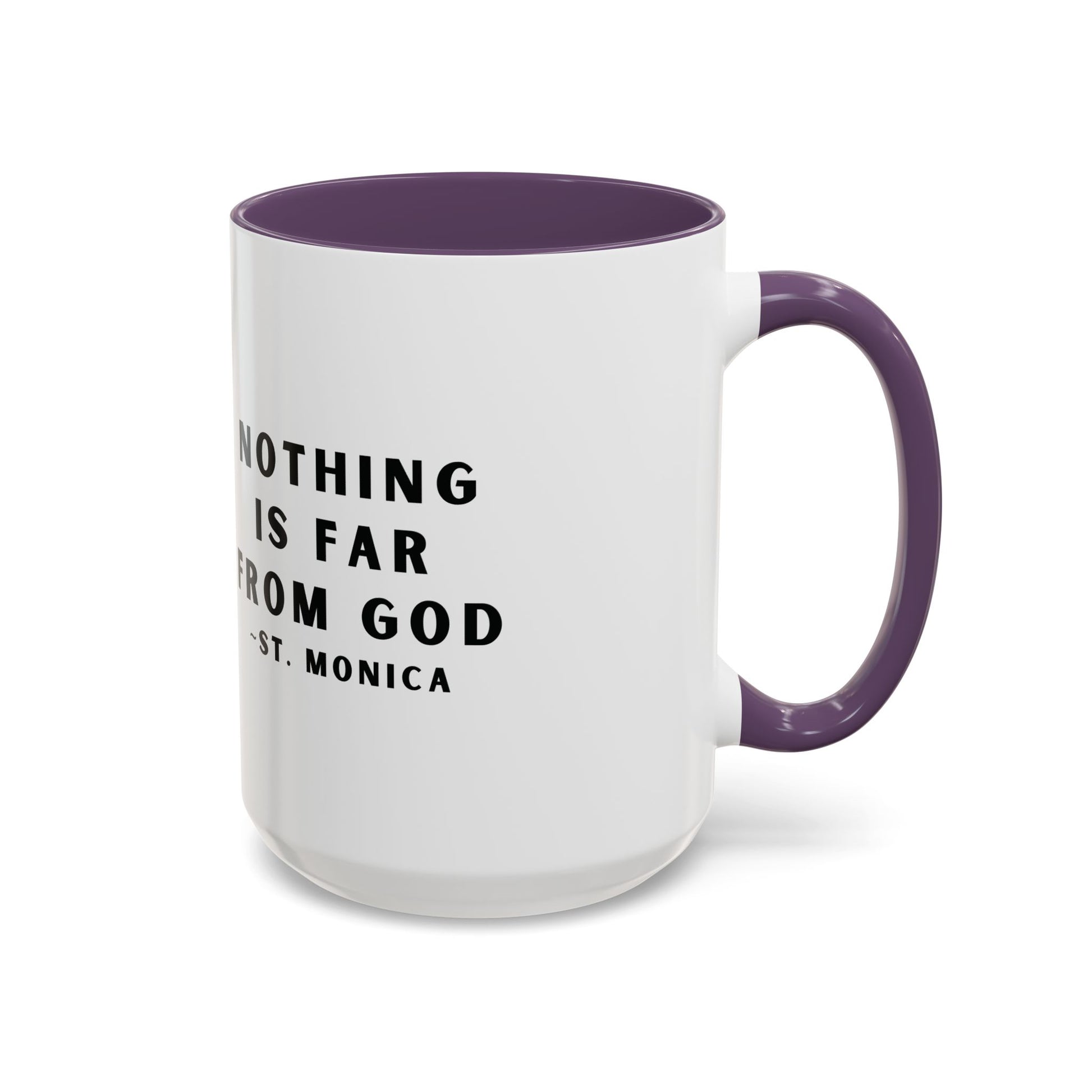 St. Monica Parish Icon Mug – “Nothing is Far from God” (15 oz, Purple Accent)