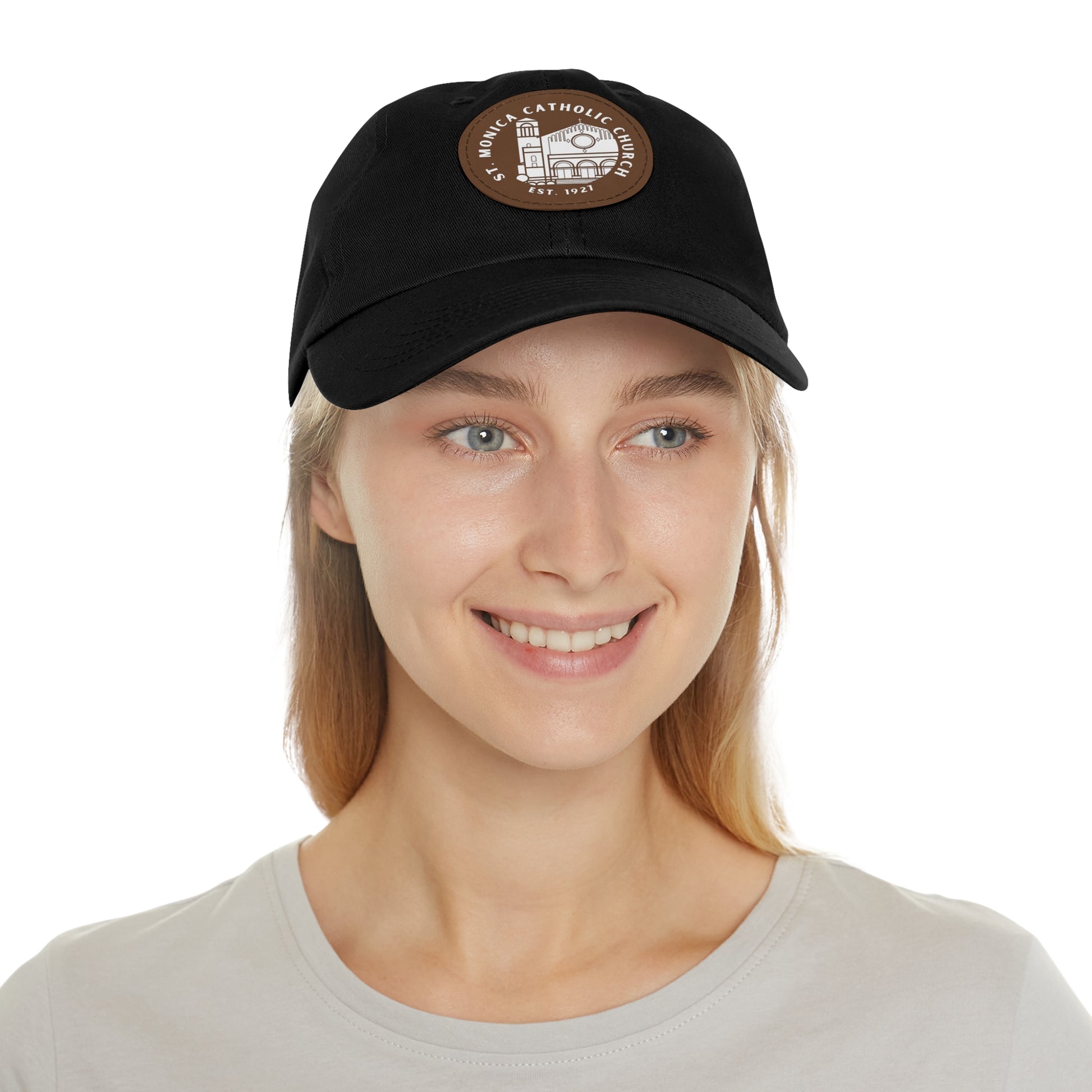 St. Monica Parish Icon Dad Hat – Leather Patch Edition