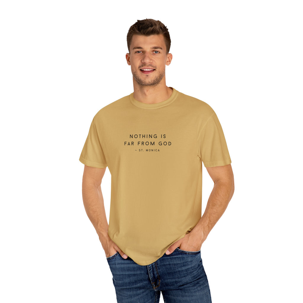 St. Monica "Nothing is Far from God" T-Shirt - Icon on Back