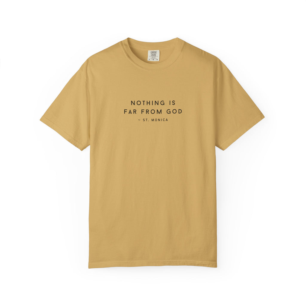 St. Monica "Nothing is Far from God" T-Shirt - Icon on Back