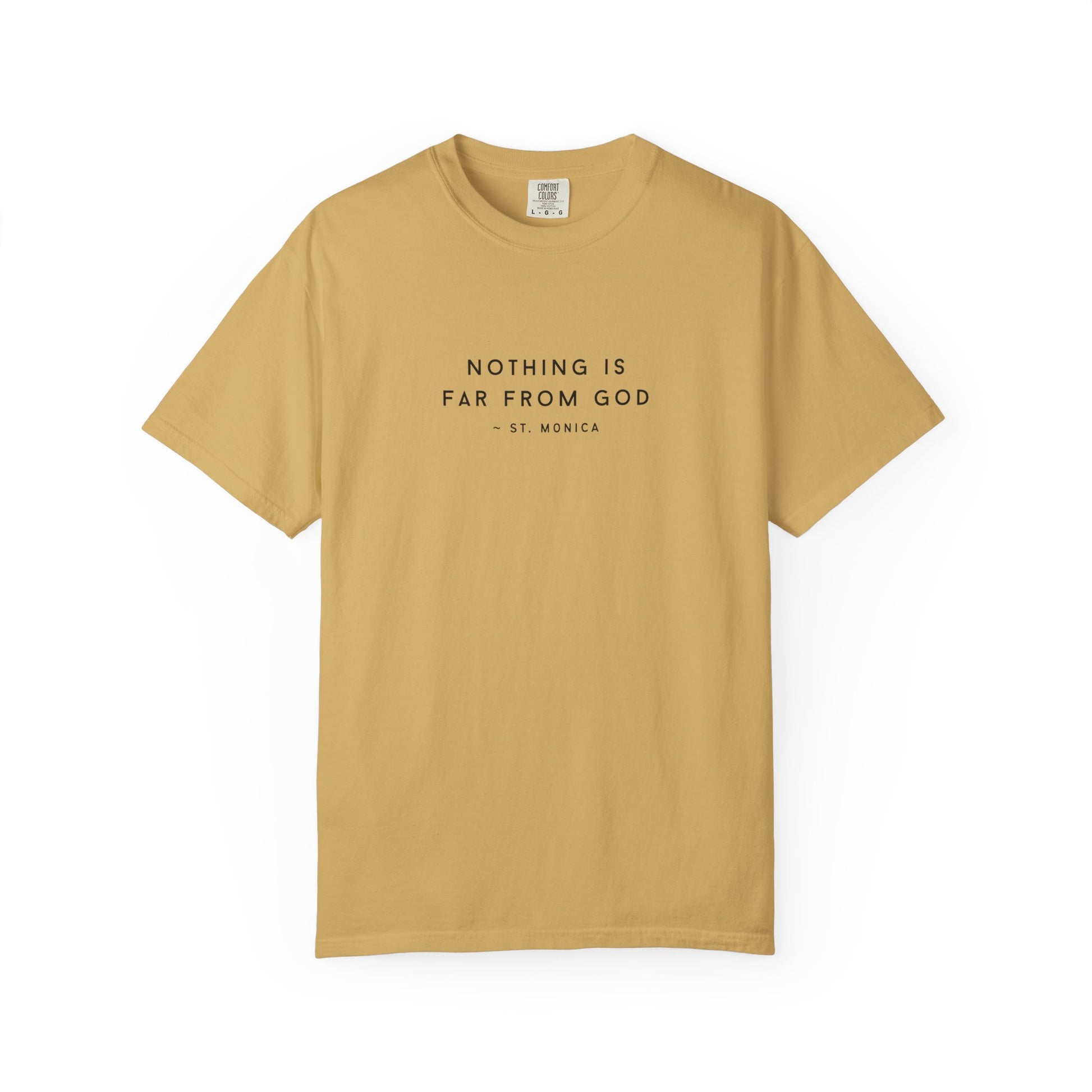 St. Monica "Nothing is Far from God" T-Shirt - Icon on Back