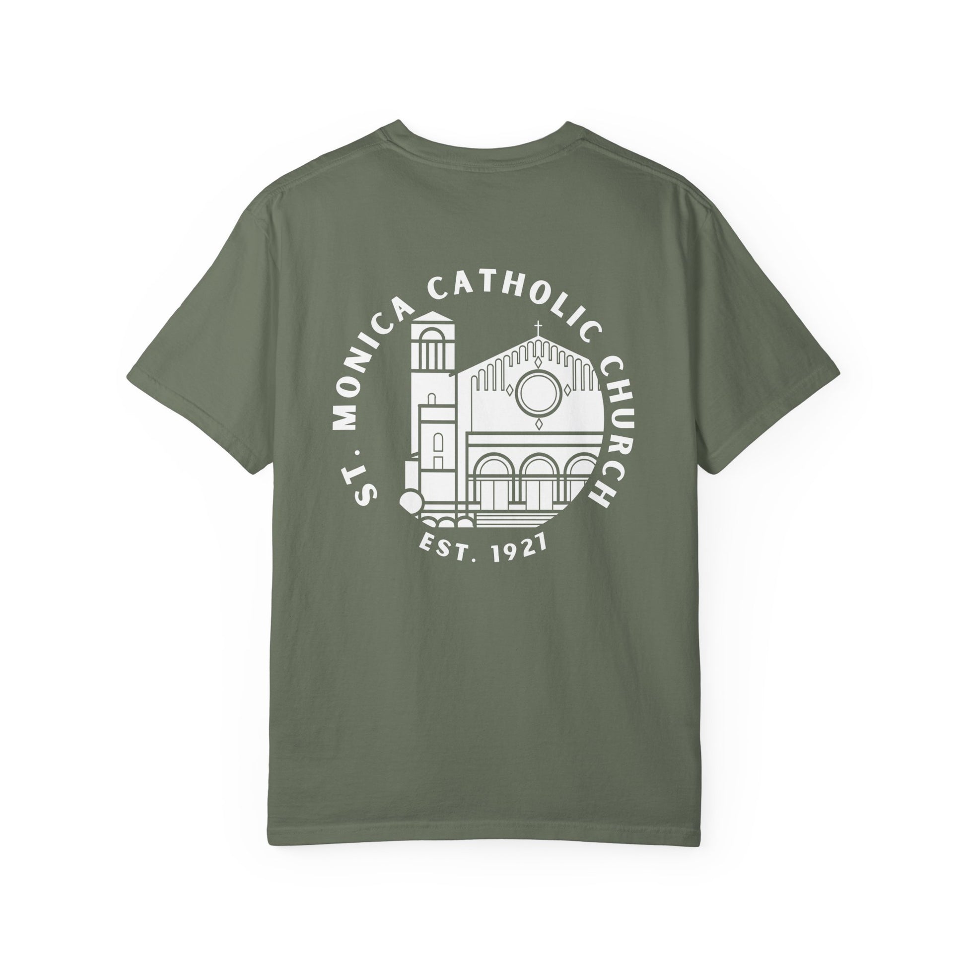 St. Monica "Nothing is Far from God" T-Shirt - Icon on Back